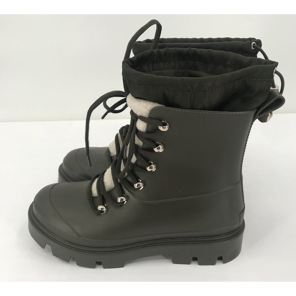 Mark Fisher Womens Boots‎ Size 6 Green Lace Up Combat Chunky Lug Faux Shearling
